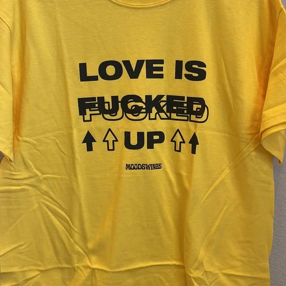 NEW Moodswings ‘Love Is F*cked Up’ Short Sleeve T-Shirt Size Large - Picture 2 of 5